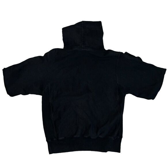 Vtg Champion Reverse Weave Hoodie Size Small Puff Embroidery Black Pullover - Picture 2 of 7